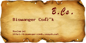 Biswanger Csák névjegykártya
